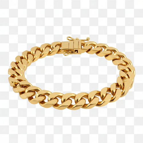 18K金古巴链手链 - 正面视角