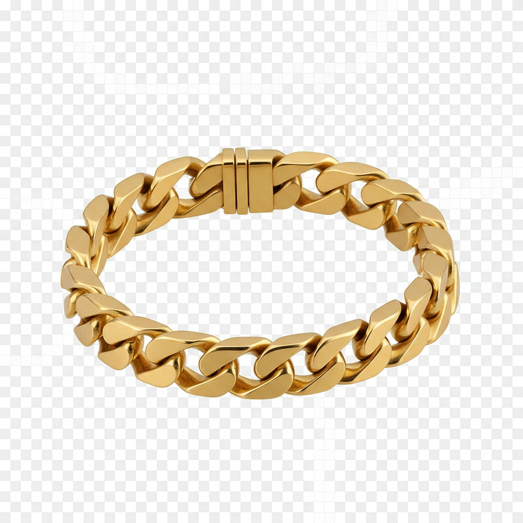 18K金古巴链手链 - 斜角视角