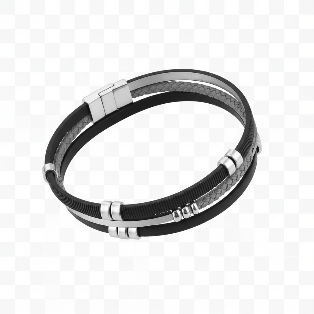 多层硅胶手链 - 弯曲布局